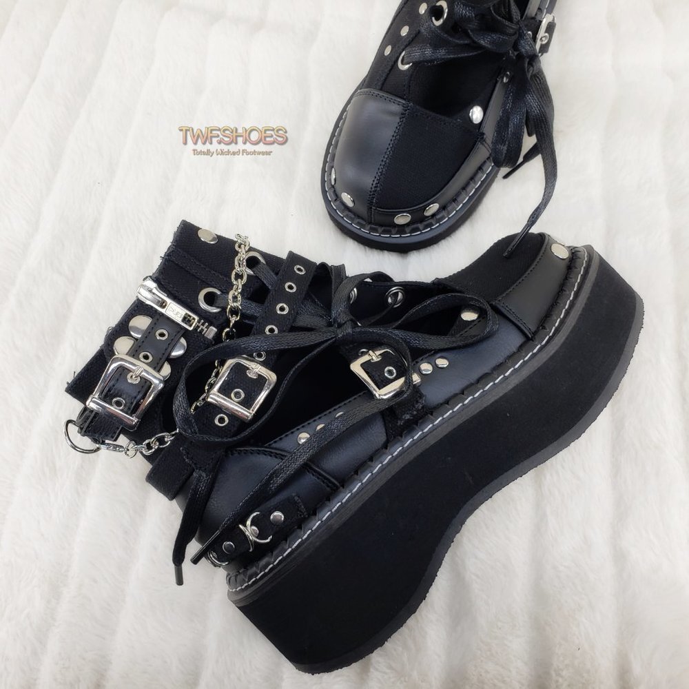 Emily Cut Out Platform Sandal Boots Goth Punk Ankle Boots - Picture 2 of 15